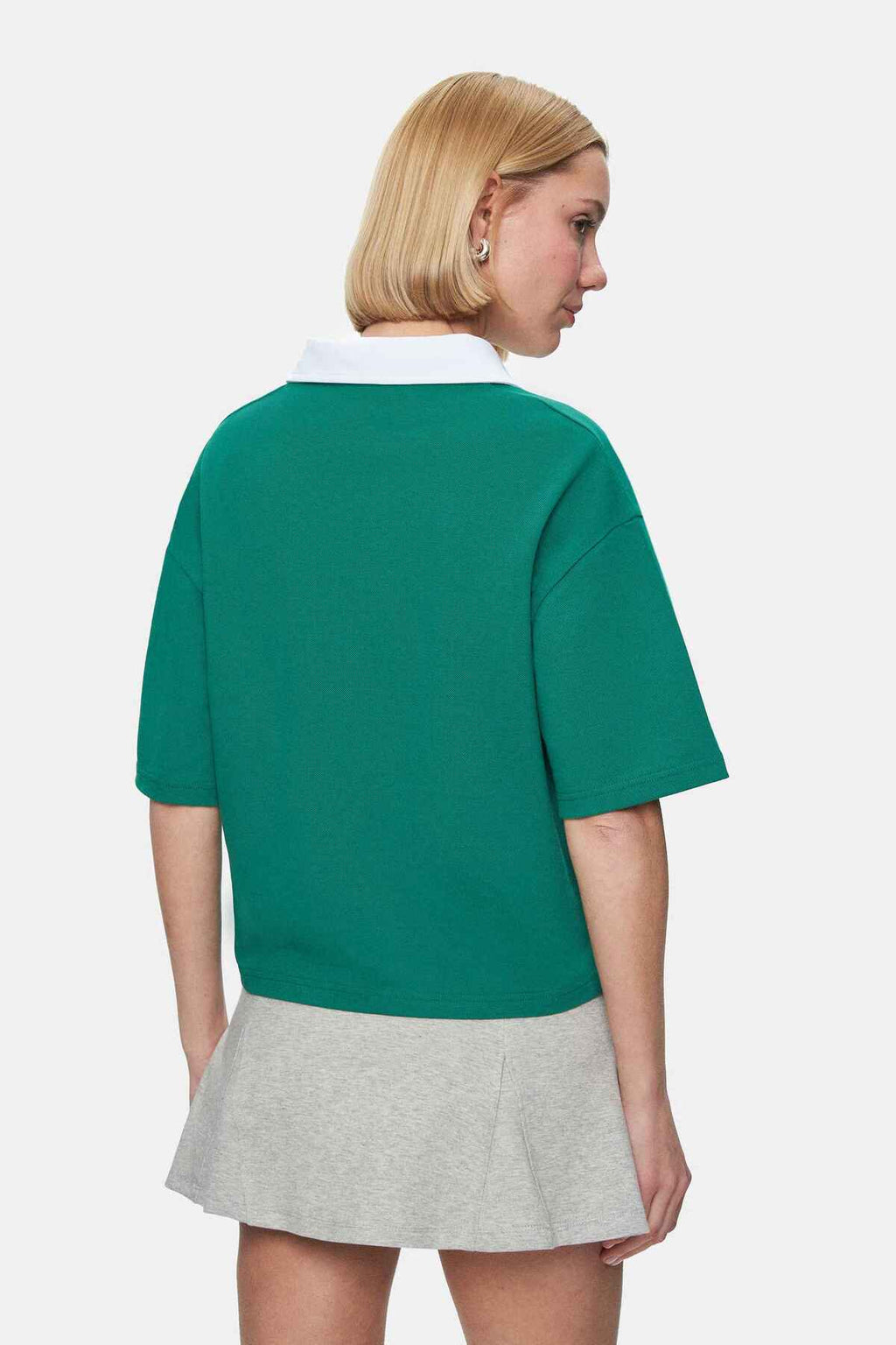 UCLA Tricou cu decolteu la baza gatului, imprimeu cu logo, regular fit, Verde, POLLY