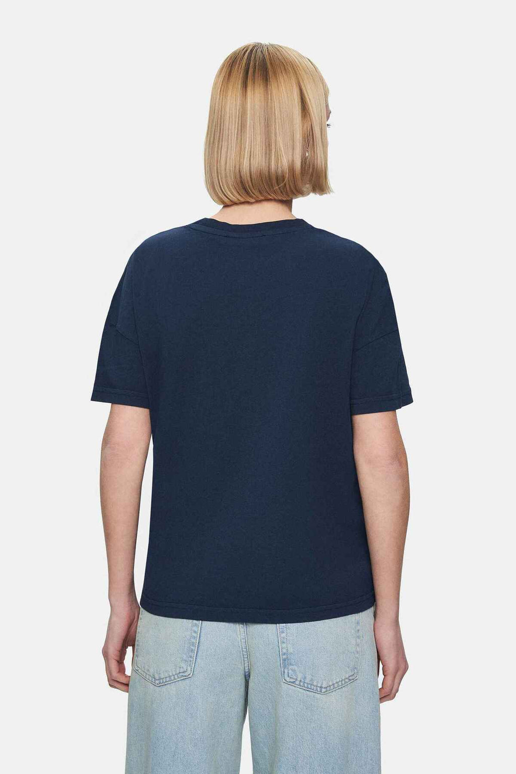 UCLA Tricou cu decolteu la baza gatului, imprimeu cu logo, regular fit, Bleumarin, EVERLEE