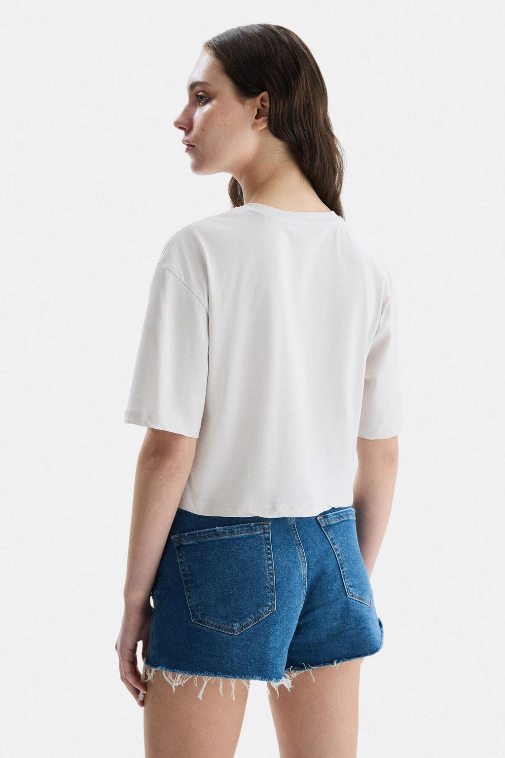 UCLA Tricou cu decolteu la baza gatului, imprimeu cu logo, regular fit, Alb, HELENA