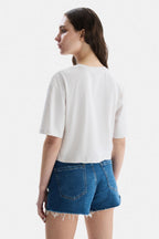 UCLA Tricou cu decolteu la baza gatului, imprimeu cu logo, regular fit, Alb, HELENA
