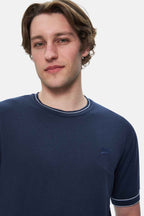 UCLA Tricou cu decolteu la baza gatului, imprimeu cu logo, regular fit, Bleumarin, FARED