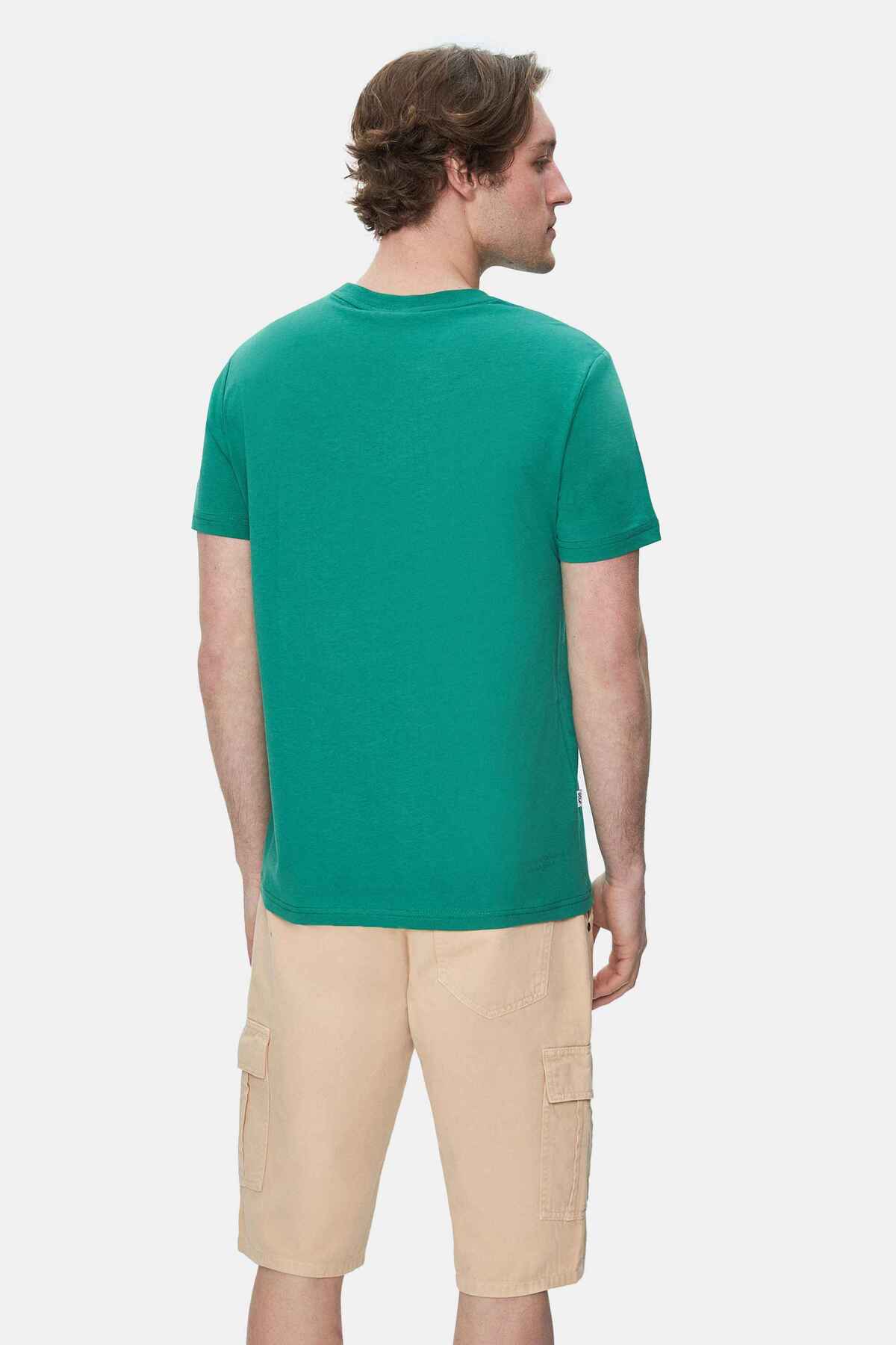 UCLA Tricou cu decolteu la baza gatului, imprimeu cu logo, regular fit, Verde, CULVER