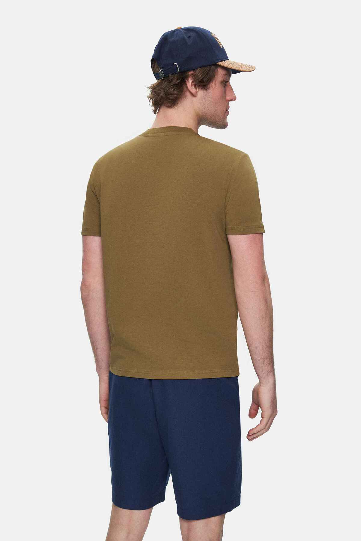 UCLA Tricou cu decolteu la baza gatului, imprimeu cu logo, regular fit, Verde, FABIO