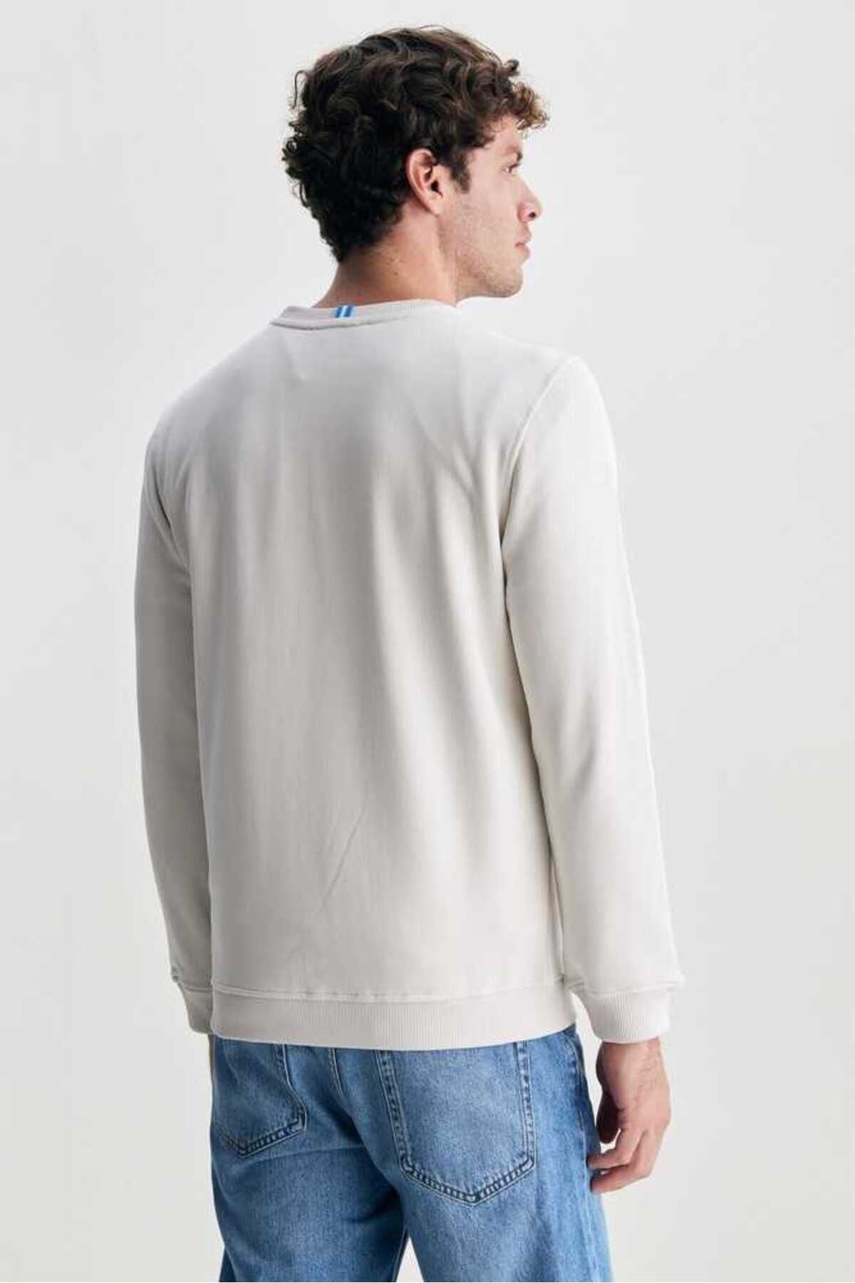 UCLA Bluza cu decolteu la baza gatului, regular fit, imprimeu cu logo, Alb, VALLEY