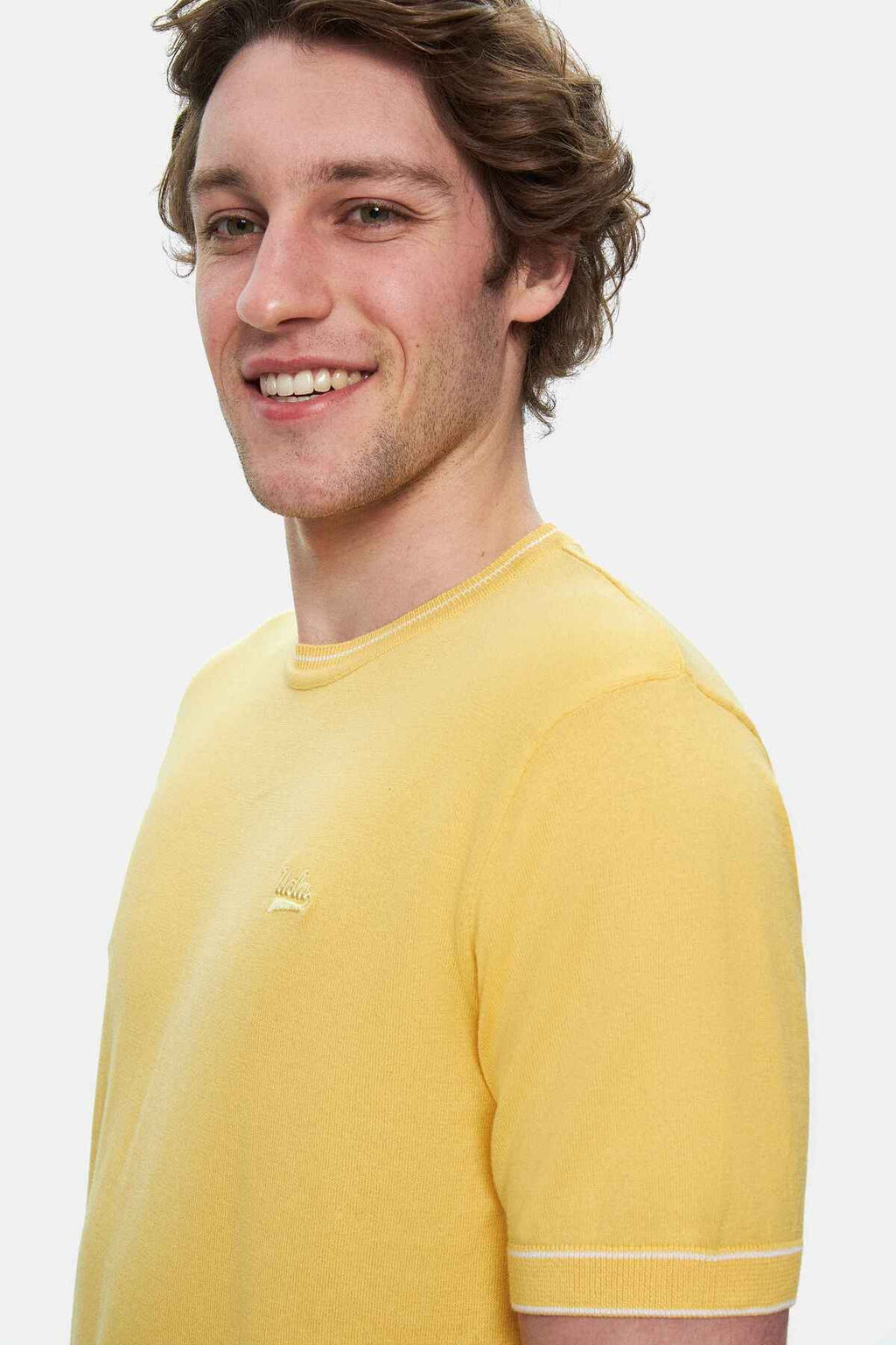 UCLA Tricou cu decolteu la baza gatului, imprimeu cu logo, regular fit, Galben, FARED
