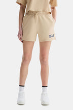 UCLA Pantaloni scurti cu snur si banda elastica in talie, buzunare laterale si imprimeu cu logo discret, Bej, ROSA