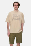UCLA Tricou cu decolteu la baza gatului, imprimeu cu logo, regular fit, Bej, WEBSTER