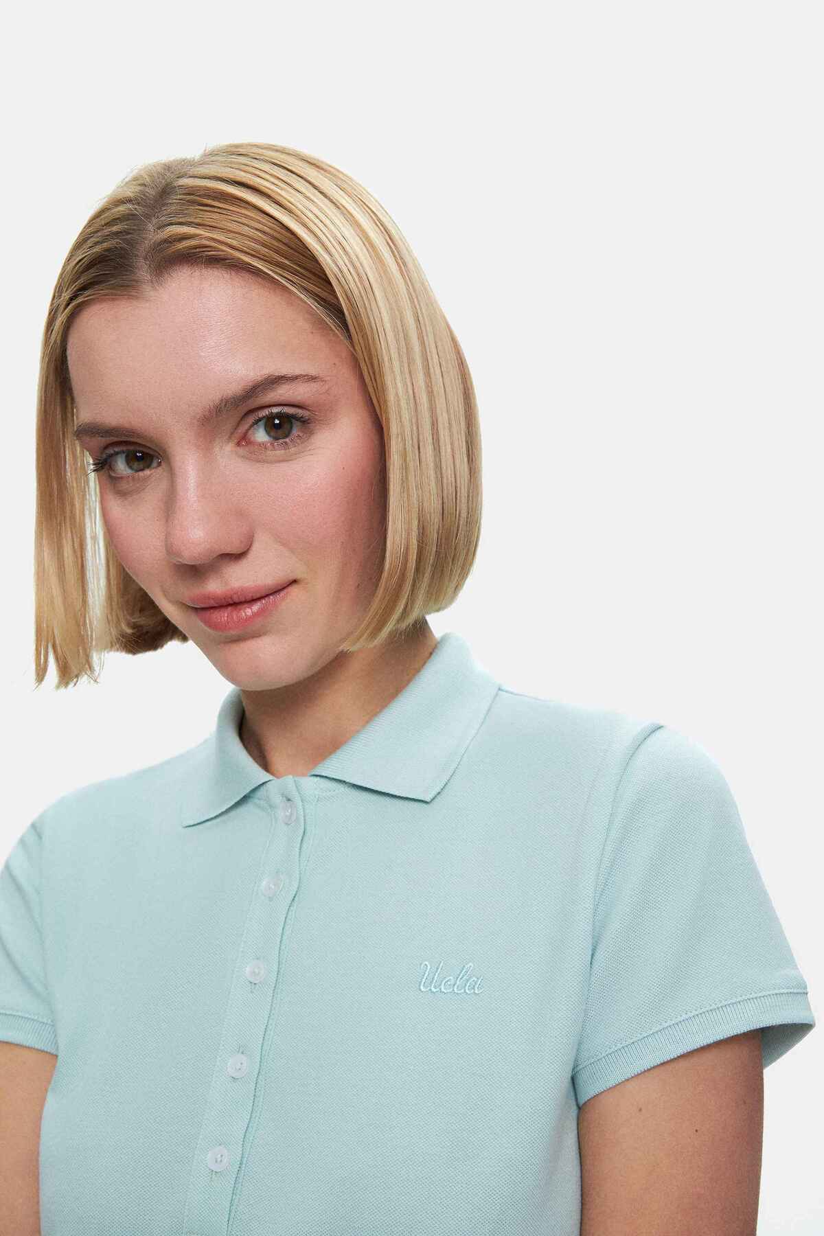 UCLA Tricou cu decolteu la baza gatului, imprimeu cu logo, regular fit, Verde, SHAVER