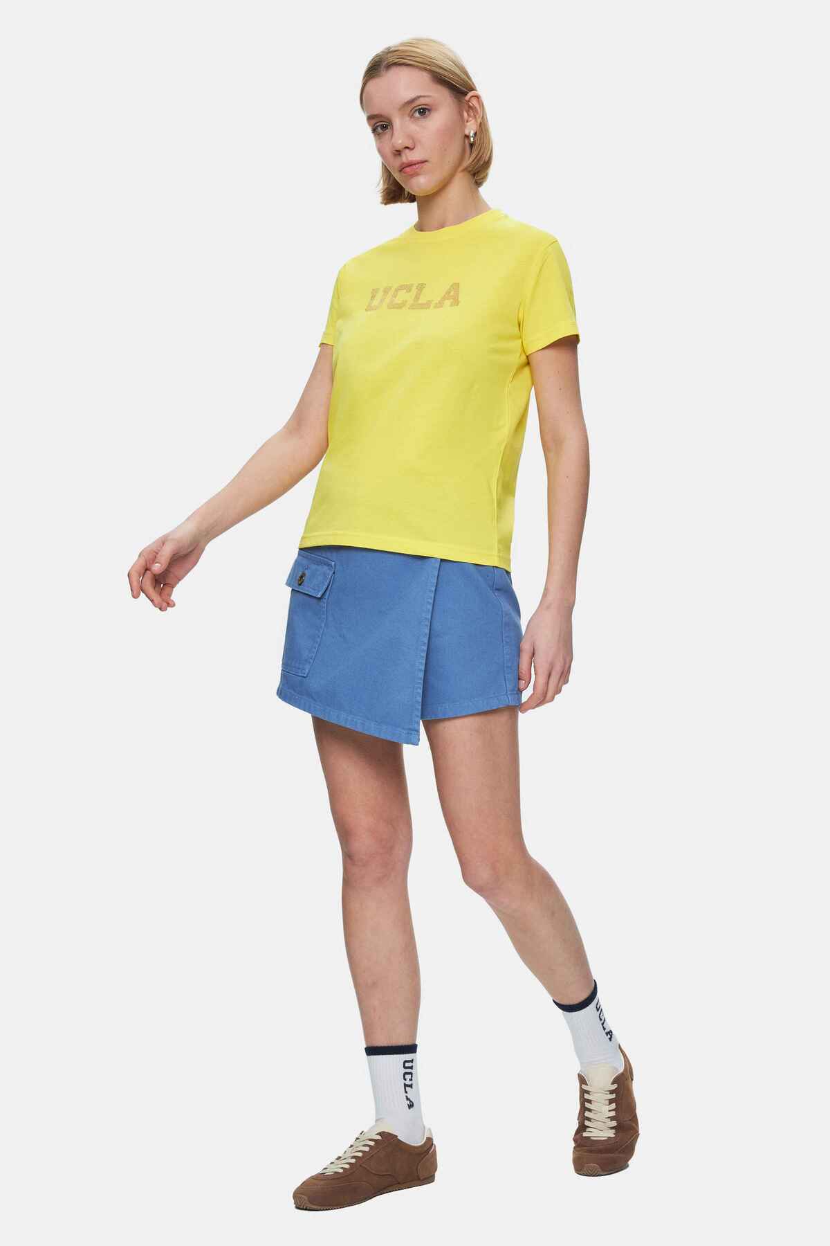 UCLA Tricou cu decolteu la baza gatului, imprimeu cu logo, regular fit, RAYFLOWER, ISOLDE