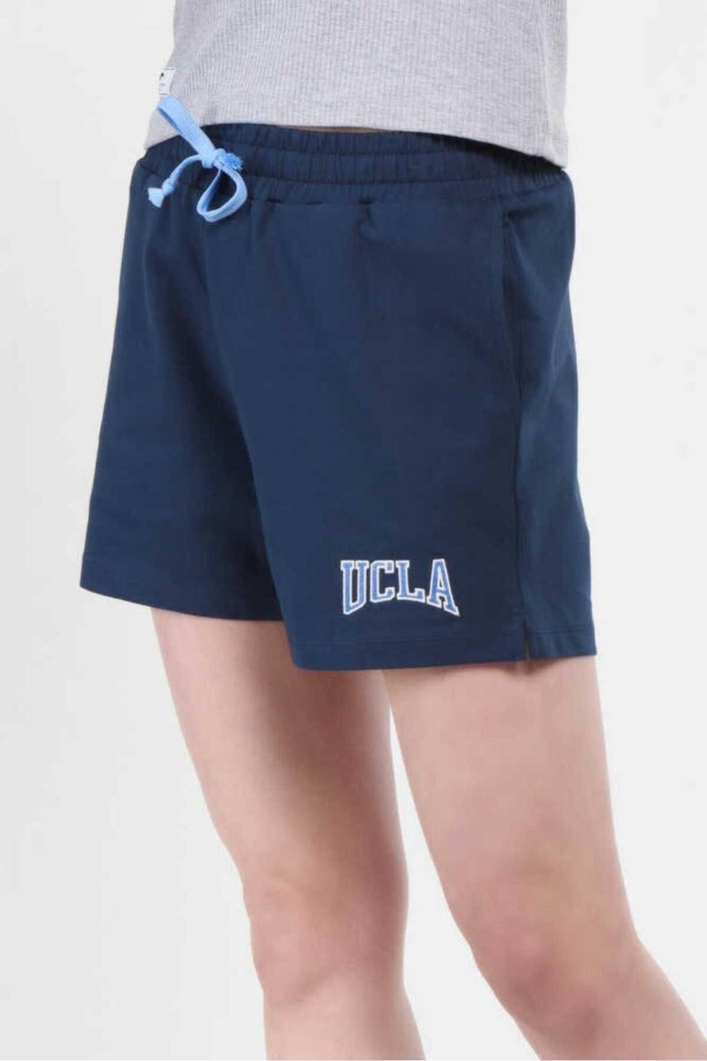 UCLA Pantaloni scurti cu snur si banda elastica in talie, buzunare laterale si imprimeu cu logo discret, Bleumarin, ROSA