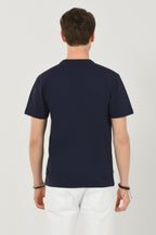 UCLA Tricou cu decolteu la baza gatului, imprimeu cu logo, regular fit, Bleumarin, GAYLEY