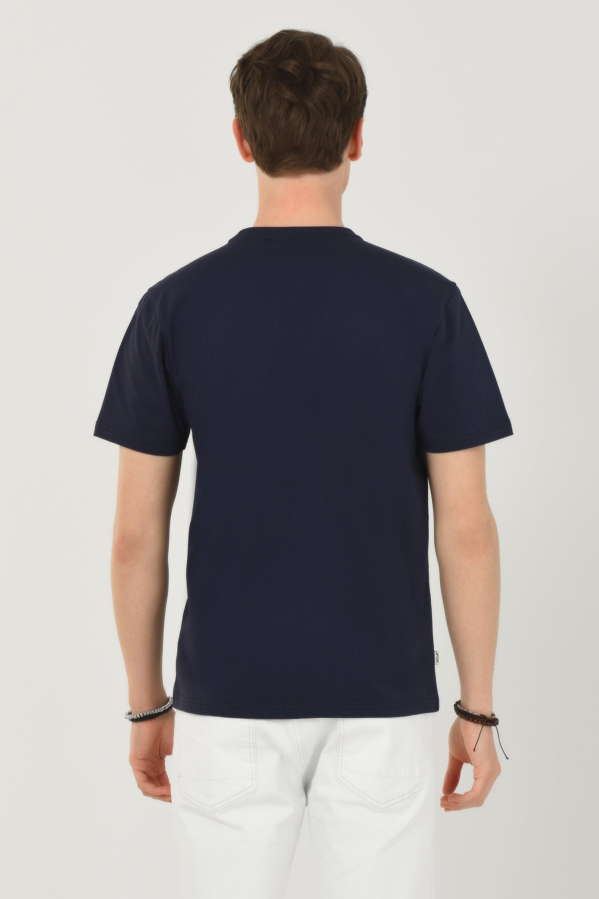 UCLA Tricou cu decolteu la baza gatului, imprimeu cu logo, regular fit, Bleumarin, GAYLEY