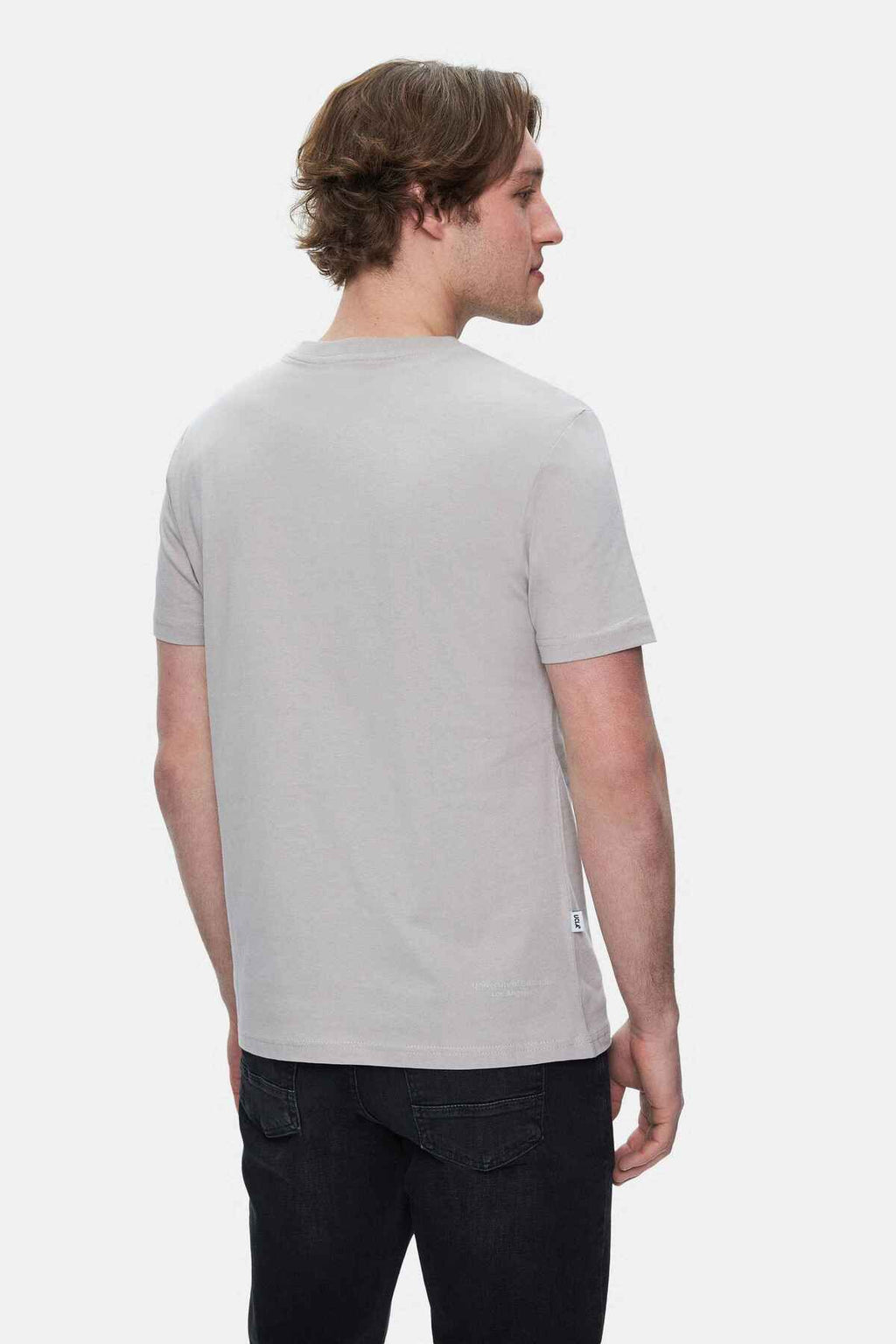UCLA Tricou cu decolteu la baza gatului, imprimeu cu logo, regular fit, Gri, CULVER