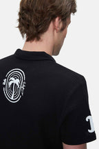 UCLA Tricou cu decolteu la baza gatului, imprimeu cu logo, regular fit, Negru, RUSSEL
