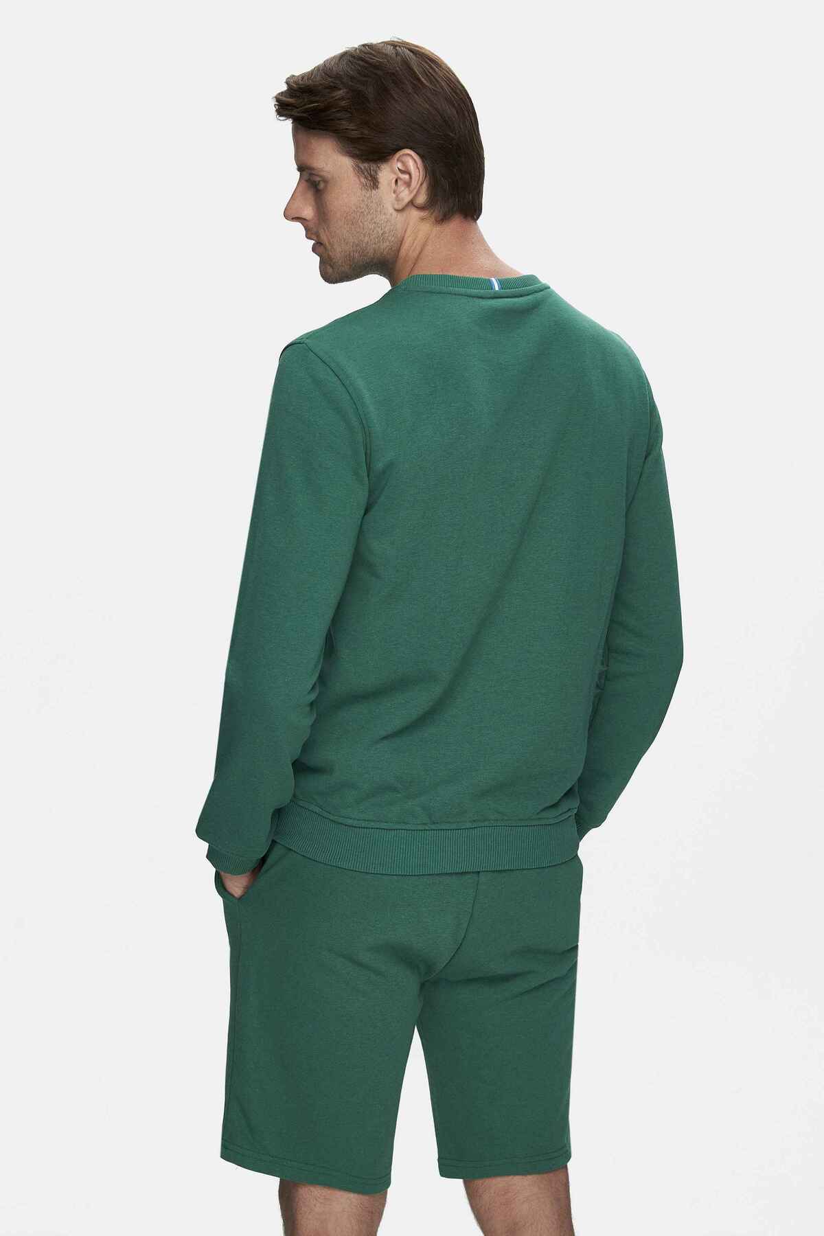 UCLA Bluza cu decolteu la baza gatului, regular fit, imprimeu cu logo, Verde, VALLEY