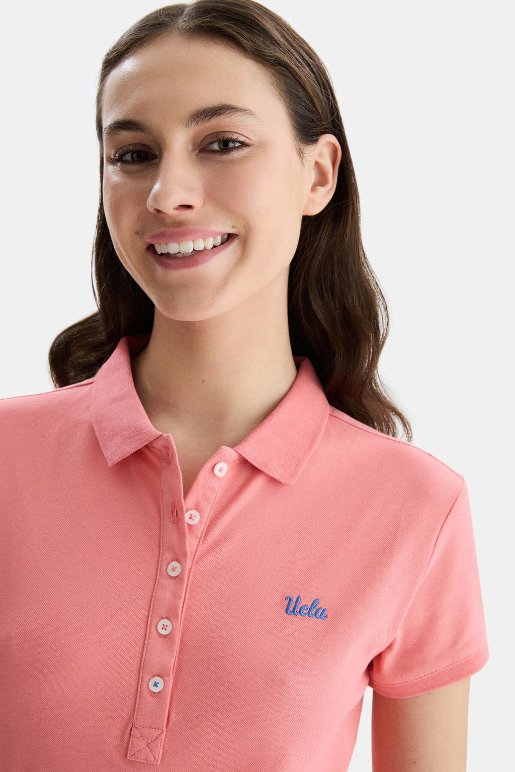 UCLA Tricou cu decolteu la baza gatului, imprimeu cu logo, regular fit, Roz, SHAVER