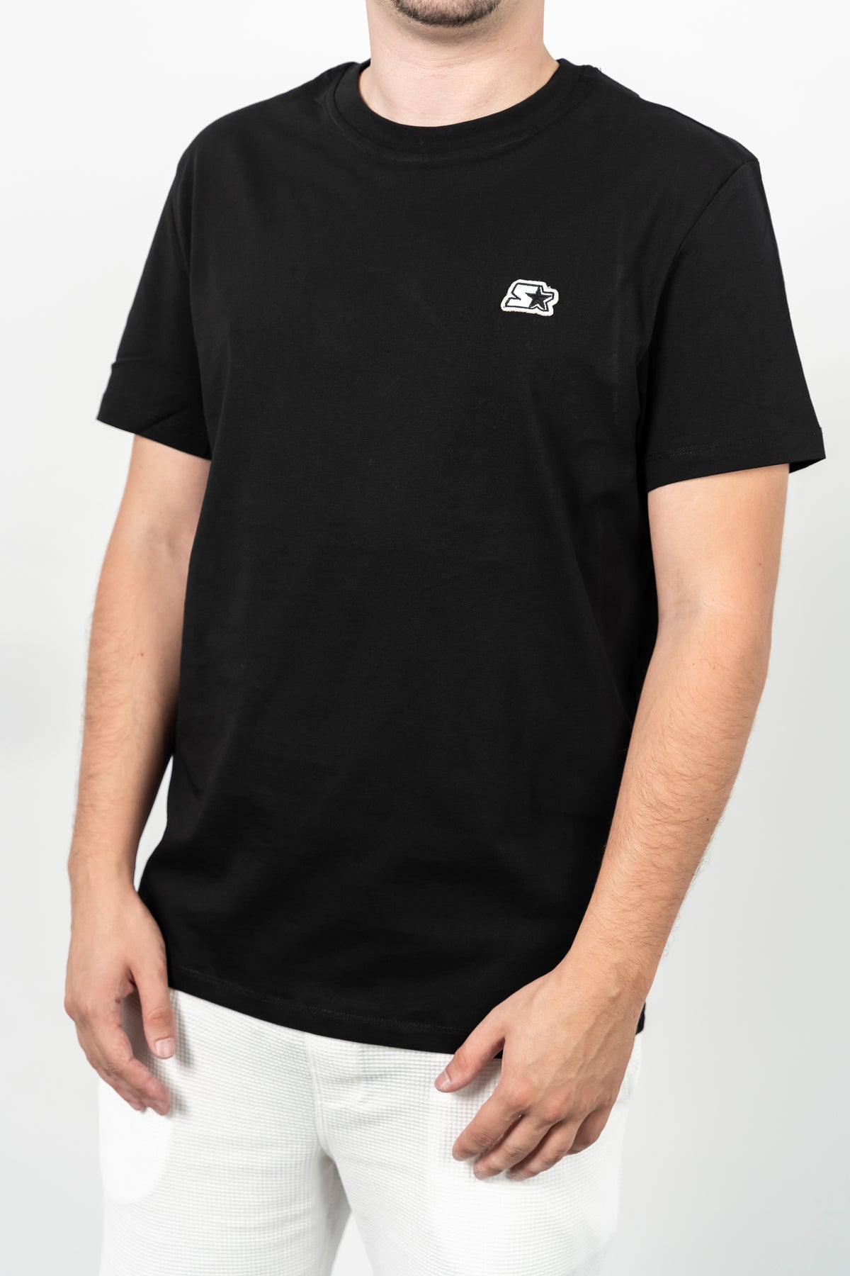 Starter, Tricou cu decolteu la baza gatului, logo discret, regular fit, WARREN, Negru