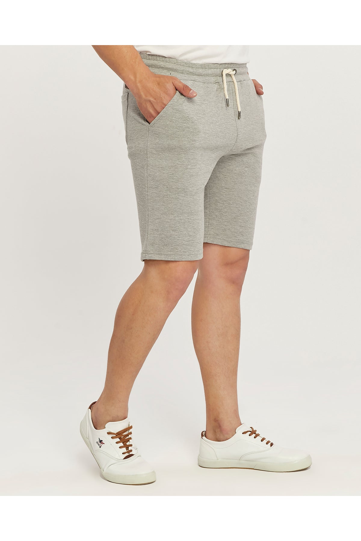 RWB, Pantaloni scurti cu snur si elastic in talie, buzunare laterale, regular fit, OTTOSORT-SS24, Gri