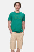 UCLA Tricou cu decolteu la baza gatului, imprimeu cu logo, regular fit, Verde, CULVER