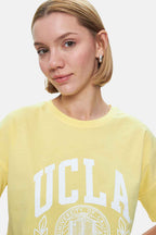 UCLA Tricou cu decolteu la baza gatului, imprimeu cu logo, regular fit, RAYFLOWER, AVALON