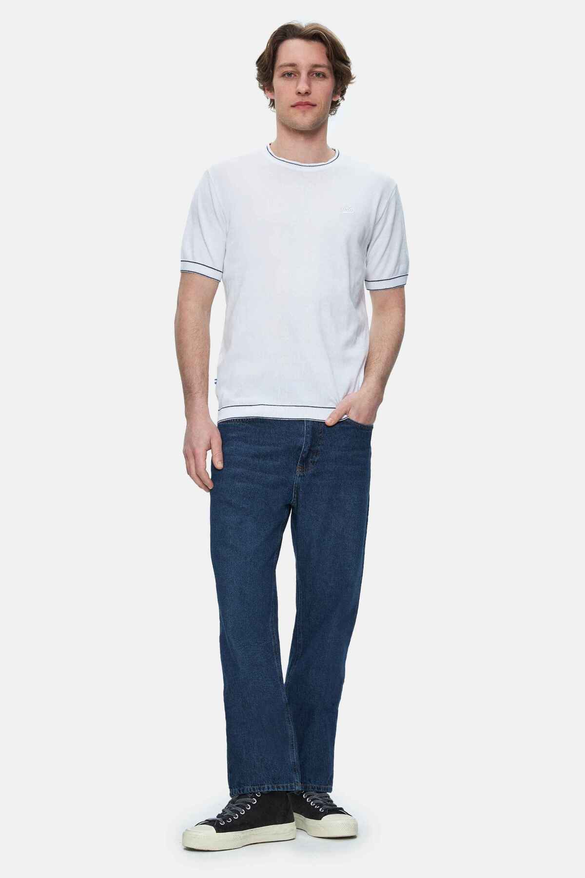 UCLA Tricou cu decolteu la baza gatului, imprimeu cu logo, regular fit, Alb, FARED