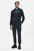UCLA Pantaloni de trening cu elastic si snur in talie, manseta elastica si logo discret, Bleumarin, LUSKIN