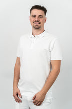Les Canards, Tricou cu guler, detaliu cu logo brodat, regular fit, LAKES, Alb