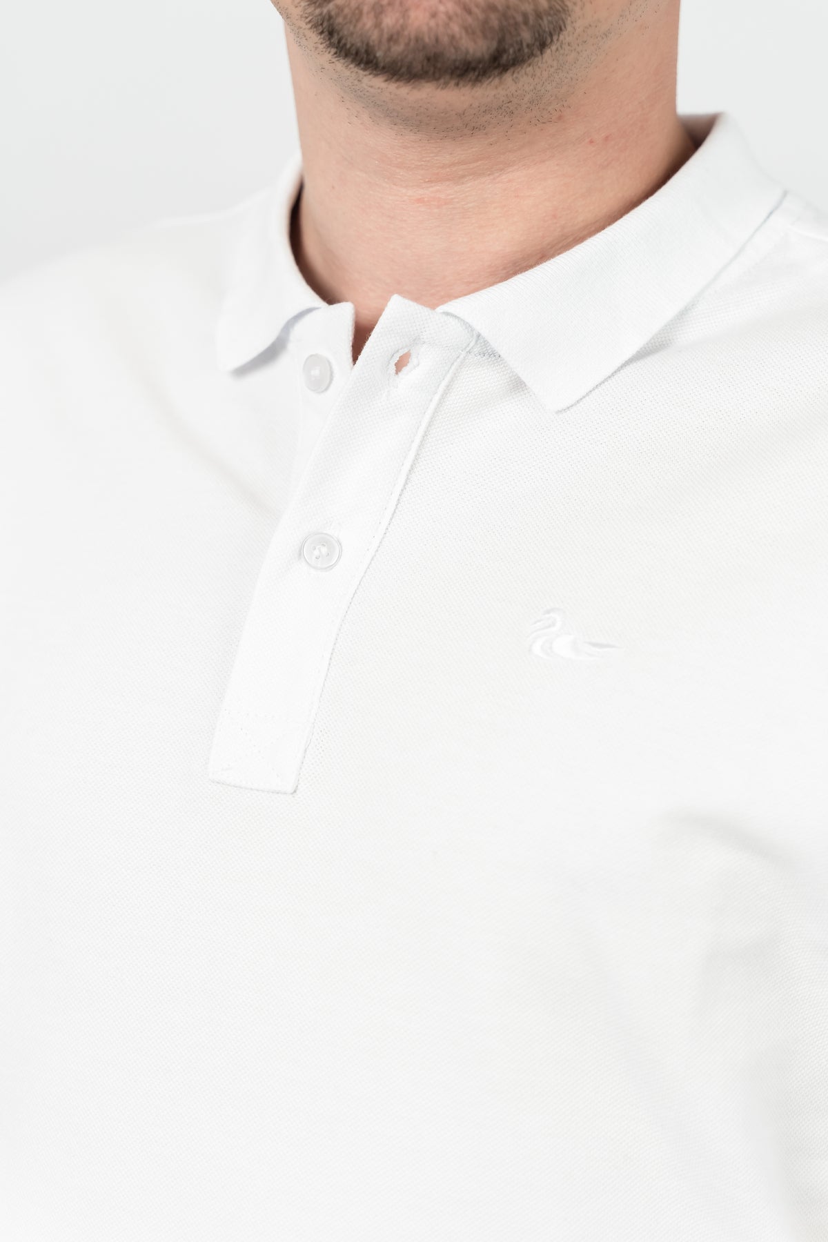 Les Canards, Tricou cu guler, detaliu cu logo brodat, regular fit, LAKES, Alb