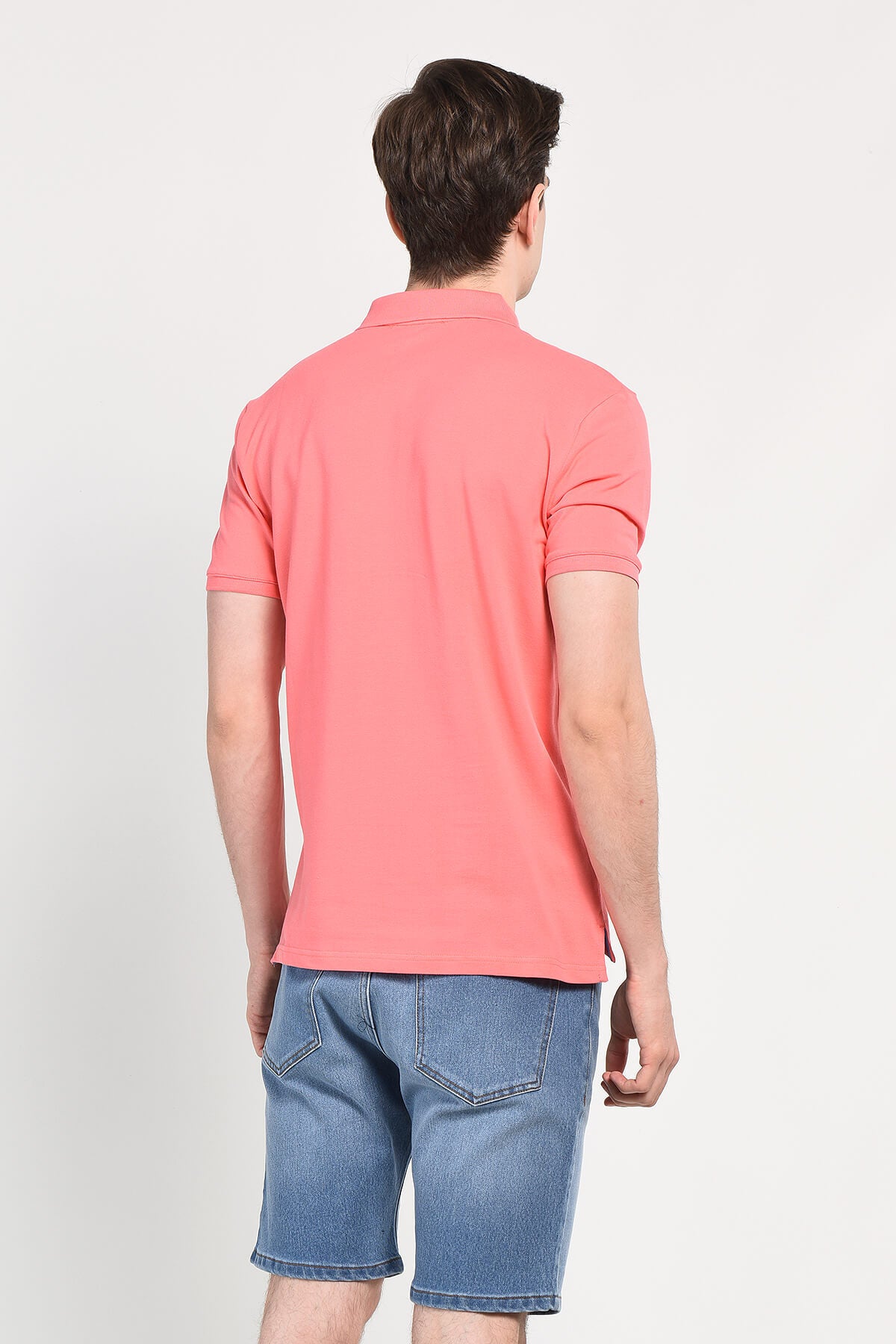 UCLA Tricou cu guler si nasturi, regular fit, logo brodat discret, Roz, LAKES