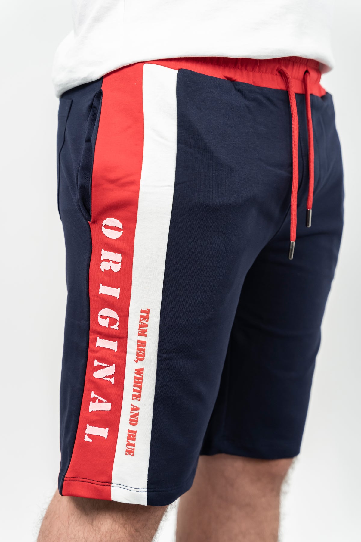 RWB, Pantaloni scurti cu snur si elastic in talie, buzunare laterale, regular fit, ROZRA, Bleumarin