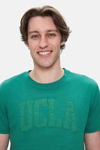 UCLA Tricou cu decolteu la baza gatului, imprimeu cu logo, regular fit, Verde, CULVER
