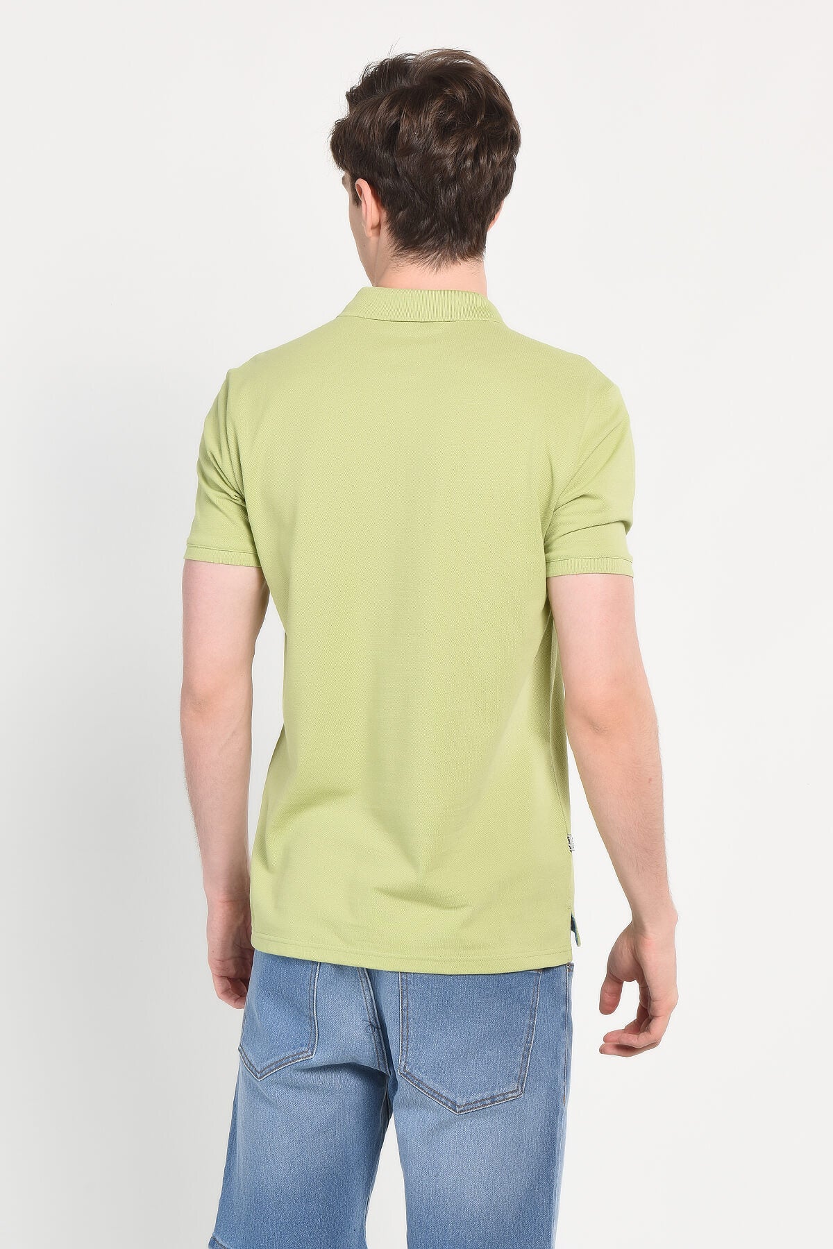 UCLA Tricou cu guler si nasturi, regular fit, logo brodat discret, Verde, LAKES