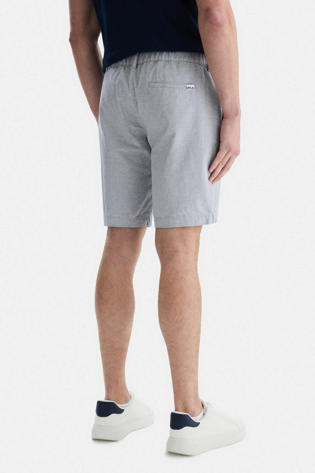 UCLA Pantaloni scurti cu snur si banda elastica in talie, buzunare laterale si imprimeu cu logo discret, Gri, PALISADES
