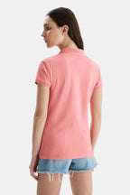 UCLA Tricou cu decolteu la baza gatului, imprimeu cu logo, regular fit, Roz, SHAVER