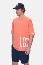 UCLA Tricou cu decolteu la baza gatului, imprimeu cu logo, regular fit, Roz deschis, IGNISO
