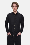 UCLA Camsa cu nasturi si guler, material lejer, regular fit Negru, JACQUEZ