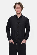 UCLA Camsa cu nasturi si guler, material lejer, regular fit Negru, JACQUEZ
