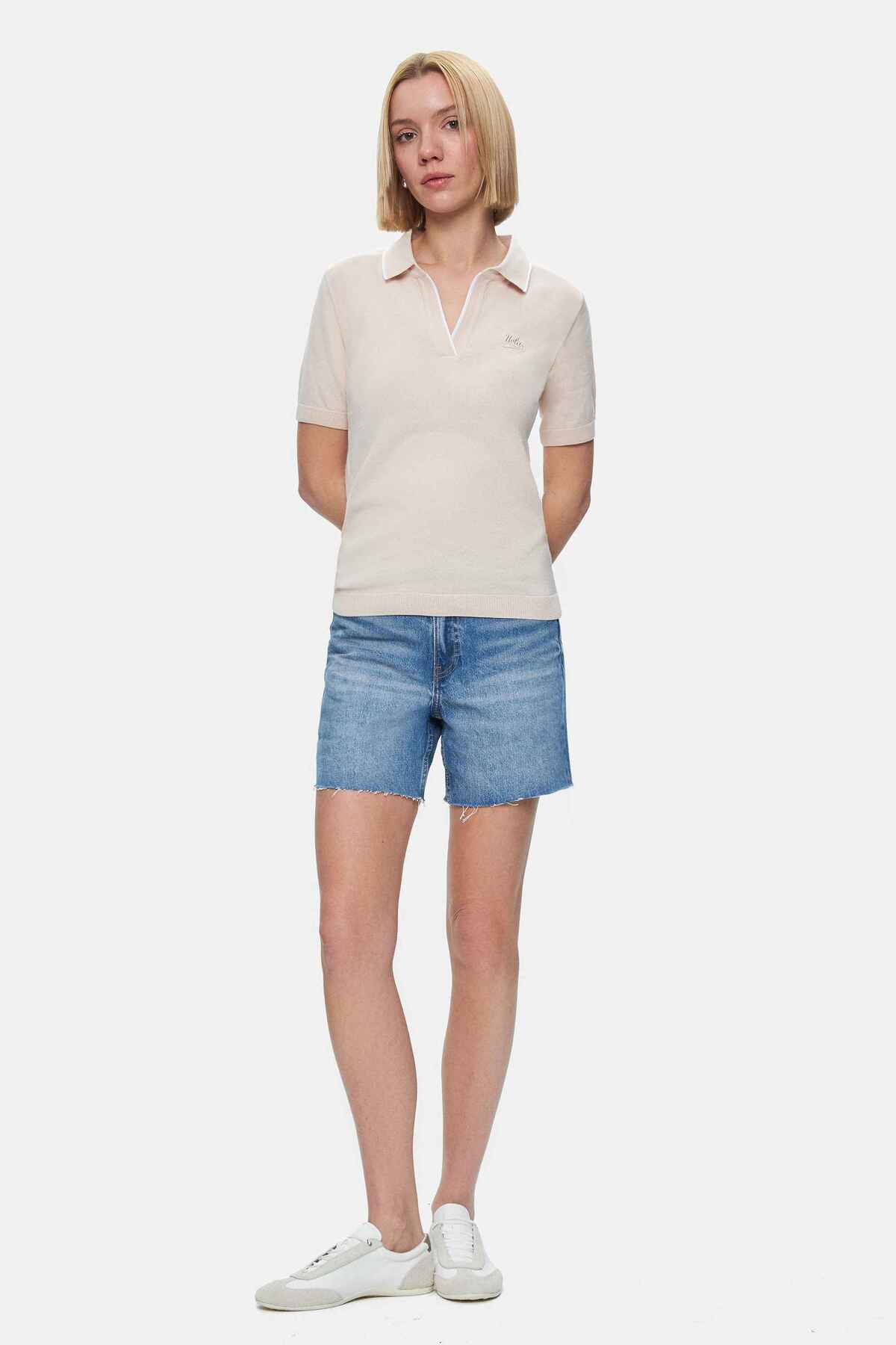 UCLA Tricou cu decolteu la baza gatului, imprimeu cu logo, regular fit, Alb, SASHA