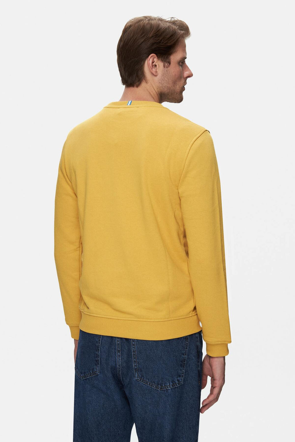 UCLA Bluza cu decolteu la baza gatului, regular fit, imprimeu cu logo, Galben, VALLEY
