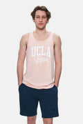 UCLA Tricou cu decolteu la baza gatului, imprimeu cu logo, regular fit, Roz, PEBBLE