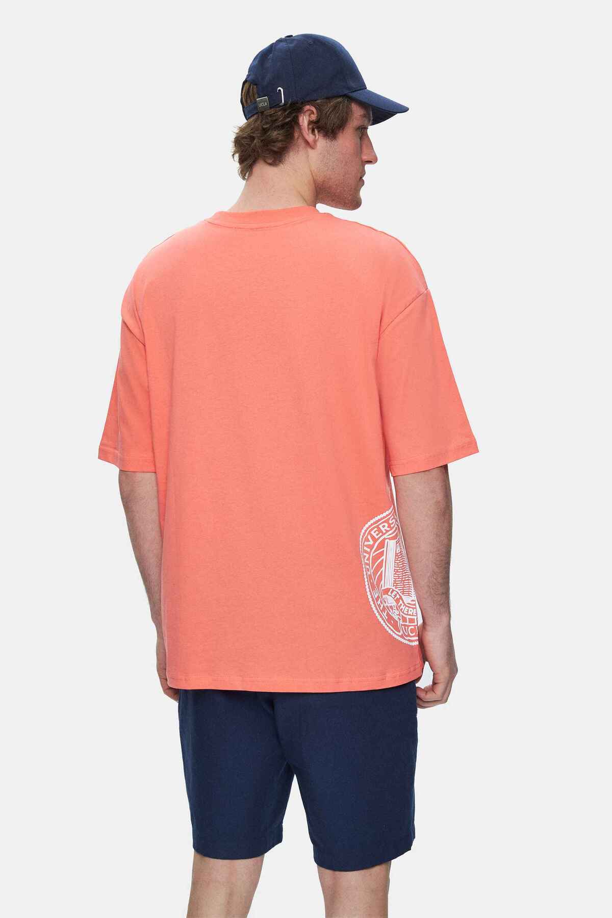 UCLA Tricou cu decolteu la baza gatului, imprimeu cu logo, regular fit, Roz deschis, IGNISO