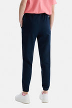 UCLA Pantaloni de trening cu elastic si snur in talie, manseta elastica si logo discret, Bleumarin, JEZEBEL