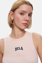UCLA Tricou cu decolteu la baza gatului, imprimeu cu logo, regular fit, Roz, SALINAS