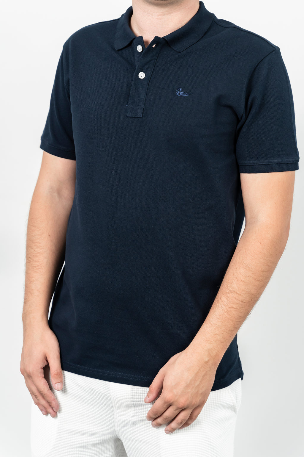 Les Canards, Tricou cu guler, detaliu cu logo brodat, regular fit, LAKES, Bleumarin