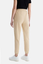 UCLA Pantaloni de trening cu elastic si snur in talie, manseta elastica si logo discret, Bej, JEZEBEL