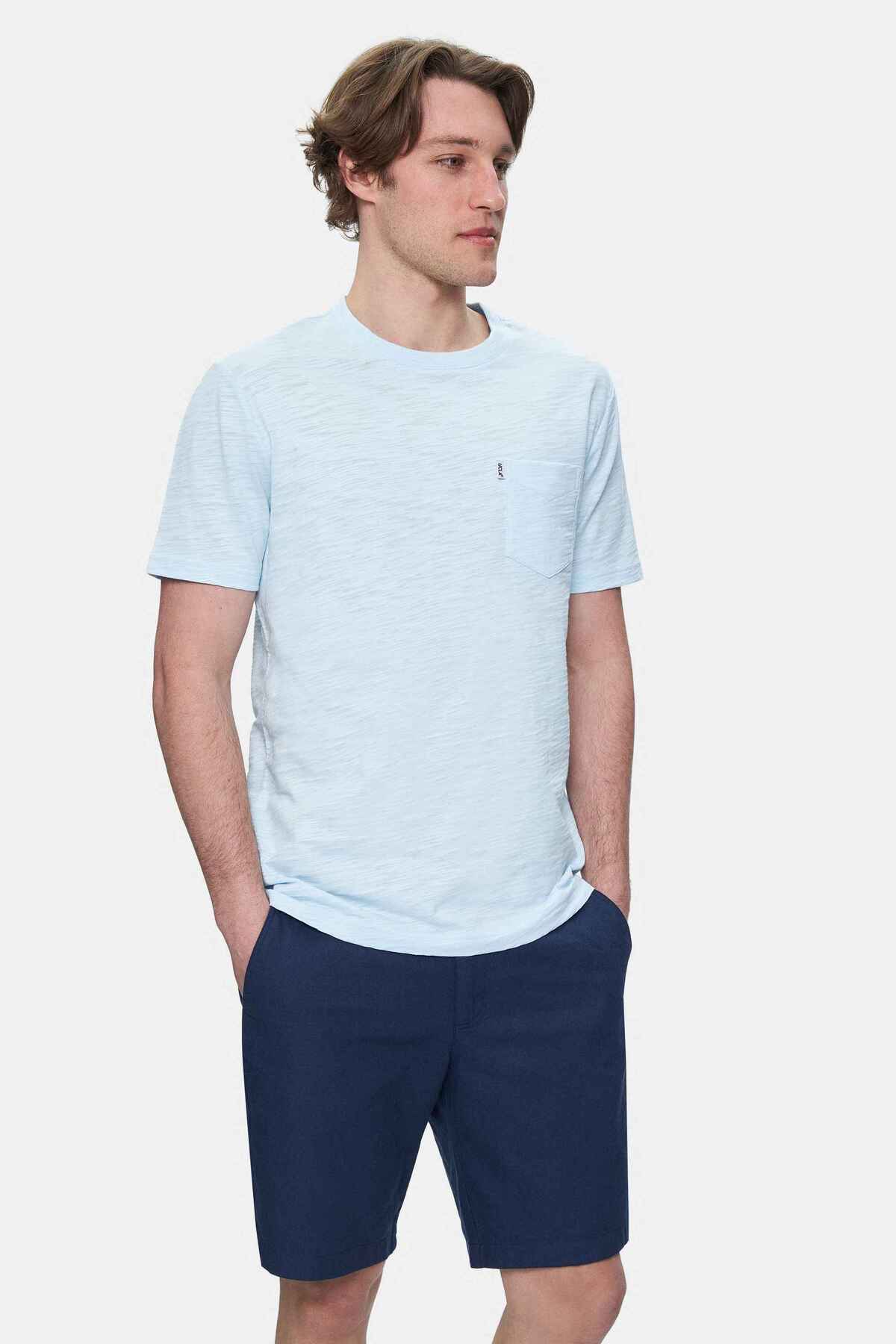 UCLA Tricou cu decolteu la baza gatului, imprimeu cu logo, regular fit, SKYWAY, CALEB