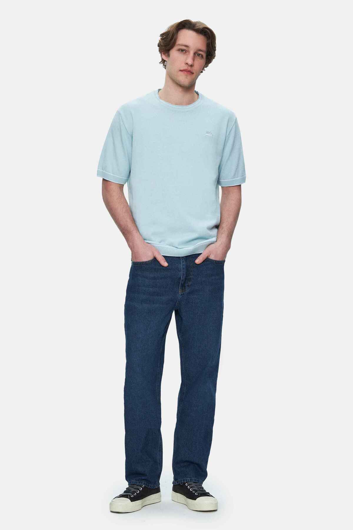 UCLA Tricou cu decolteu la baza gatului, imprimeu cu logo, regular fit, SKYWAY, FARED