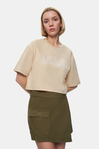 UCLA Pantaloni scurti cu snur si banda elastica in talie, buzunare laterale si imprimeu cu logo discret, Kaki, LINDA