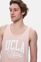 UCLA Tricou cu decolteu la baza gatului, imprimeu cu logo, regular fit, Roz, PEBBLE