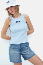UCLA Tricou cu decolteu la baza gatului, imprimeu cu logo, regular fit, SKYWAY, SALINAS